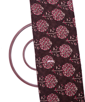 Brown Colour Floral Print Rayon Fabric